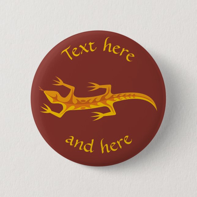 Tribal Lizard Orange 6 Cm Round Badge (Front)