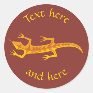 Tribal Lizard Orange Classic Round Sticker