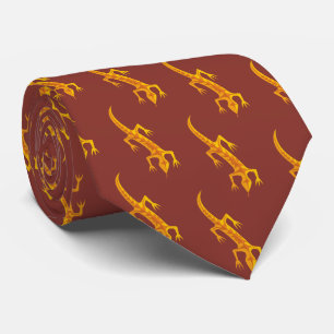 Tribal Lizard Orange Pattern Tie