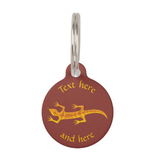 Tribal Lizard Orange Pet Tag