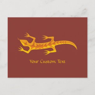 Tribal Lizard Orange Postcard