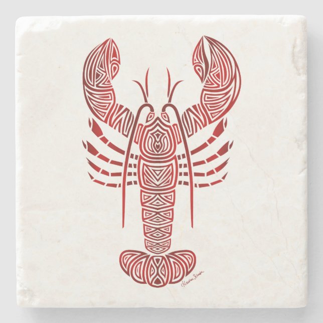 Tribal Maine Lobster Stone Coaster (Front)