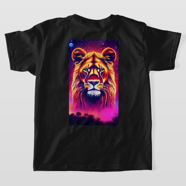 "Tribal Majesty: Geometric Lion Logo T-Shirt" T-Shirt (Laydown Back)