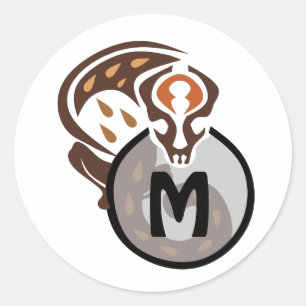 Tribal Malaysian Cat Gecko Monogram Classic Round Sticker