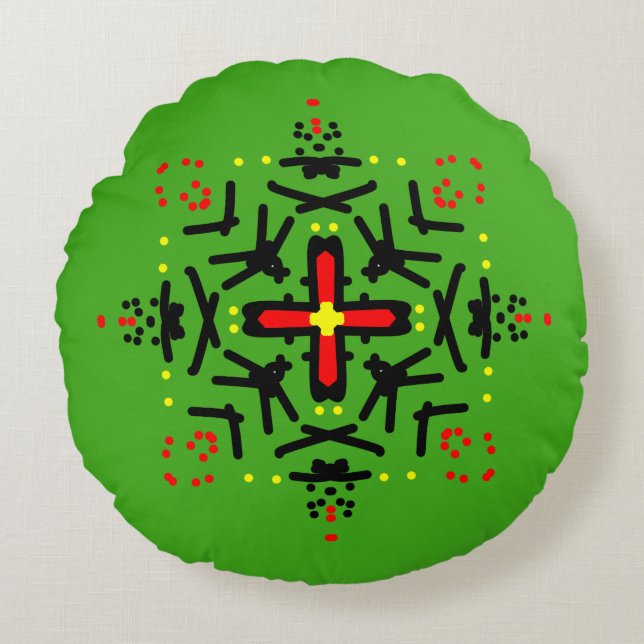 Tribal Mandala Art Round Cushion (Front)