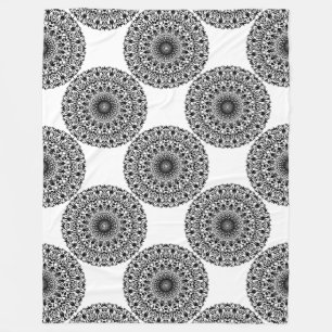 Tribal Mandala Black Fleece Blanket