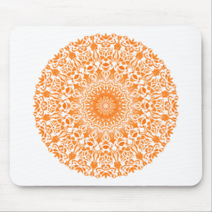 Tribal Mandala Orange Mouse Pad