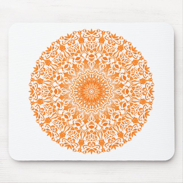 Tribal Mandala Orange Mouse Pad (Front)