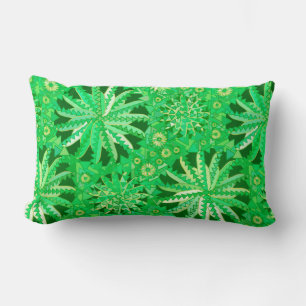 Tribal Mandala Print, Emerald and Lime Green Lumbar Cushion