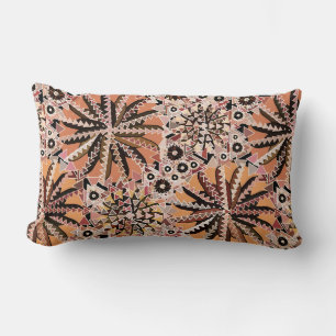 Tribal Mandala Print, Taupe Tan and Beige Lumbar Cushion