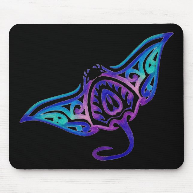 Tribal Manta on Black Mouse Pad (Front)