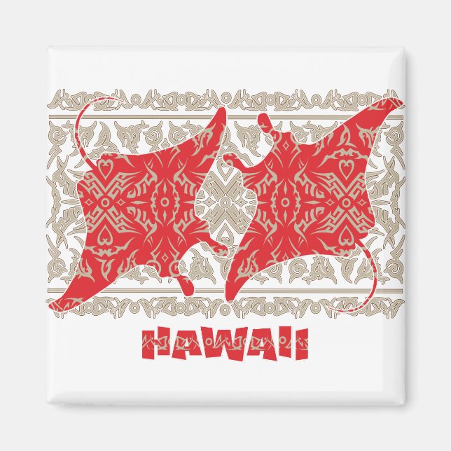 Tribal-Manta-Ray-Red Magnet (Front)