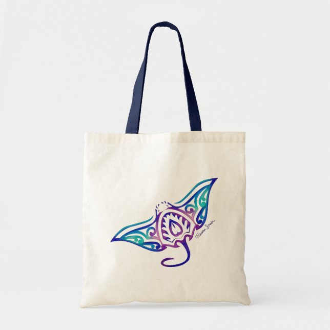 Tribal Manta Ray Tote Bag (Front)