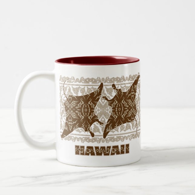 Tribal-Manta-Ray Two-Tone Coffee Mug (Left)