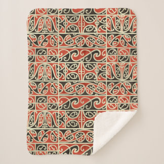 Tribal Maori Kowhaiwhai Koru New Zealand Pattern Sherpa Blanket