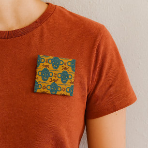 Tribal Mask African Ethnic Face Pattern 15 Cm Square Badge