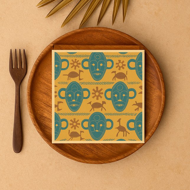Tribal Mask African Ethnic Face Pattern Napkin (Creator Uploaded)