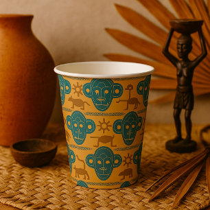 Tribal Mask African Ethnic Face Pattern Paper Cups