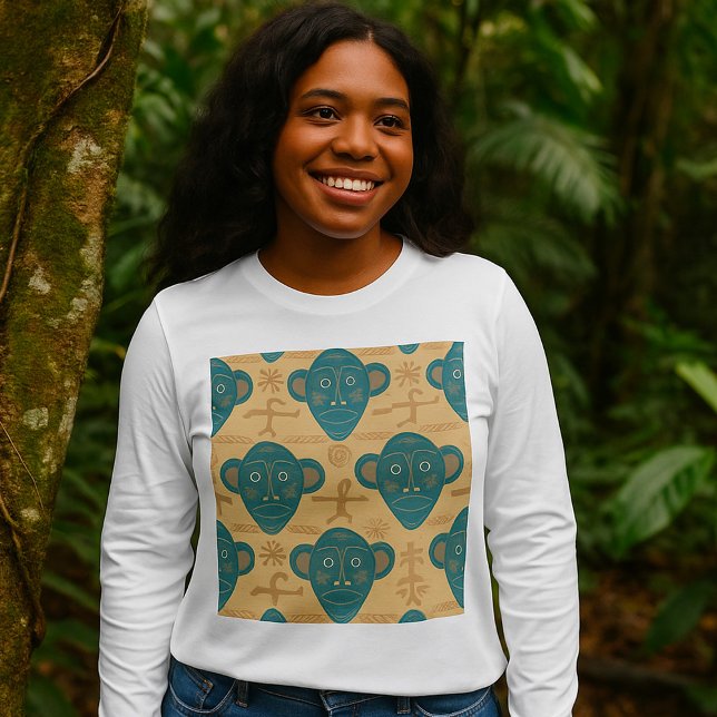 Tribal Mask African Ethnic Face Pattern T-Shirt (Creator Uploaded)