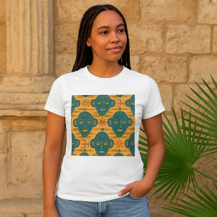 Tribal Mask African Ethnic Face Pattern T-Shirt