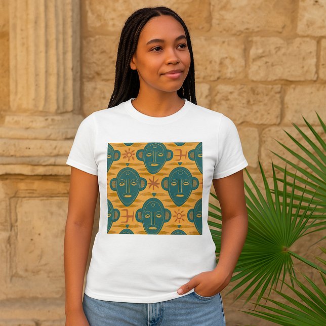 Tribal Mask African Ethnic Face Pattern T-Shirt (Creator Uploaded)