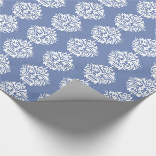 Tribal Mask - Blue Grey Glossy Wrapping Paper, 30" Paper
