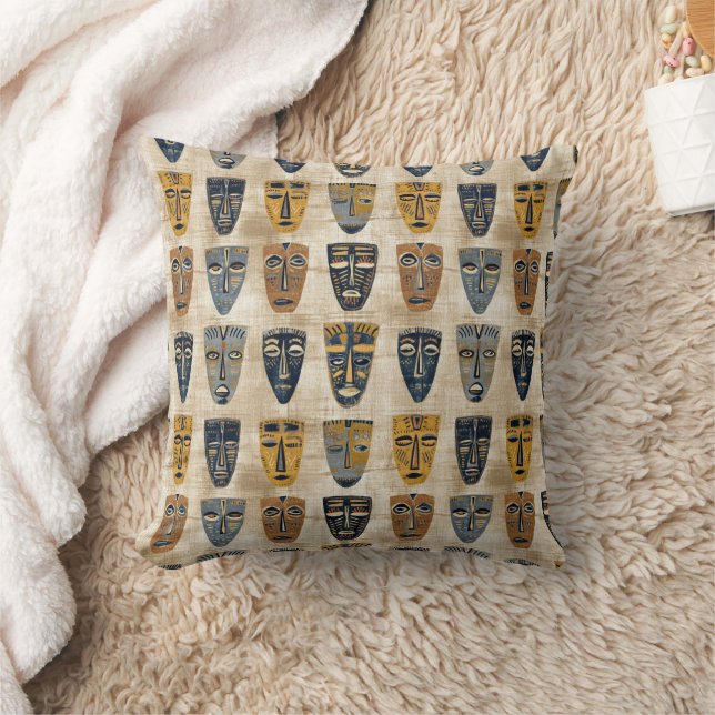 Tribal Mask Boho Pattern Cushion (Blanket)