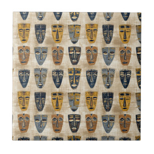 Tribal Mask Boho Pattern Tile