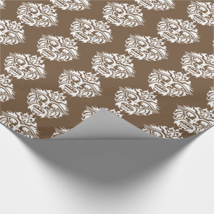Tribal Mask - Brown Glossy Wrapping Paper, 30" x 6 Paper