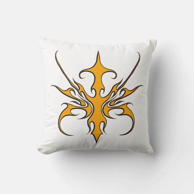 Tribal Mask Design - Orange Cushion (Front)
