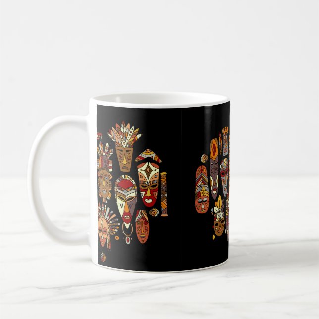 Tribal mask ethnic set, sketch coffee mug (Left)