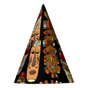 Tribal Mask Ethnic Sketches Party Hat