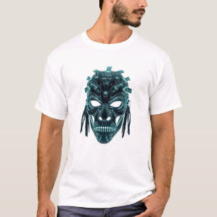 Tribal Mask in Binary Code T-Shirt