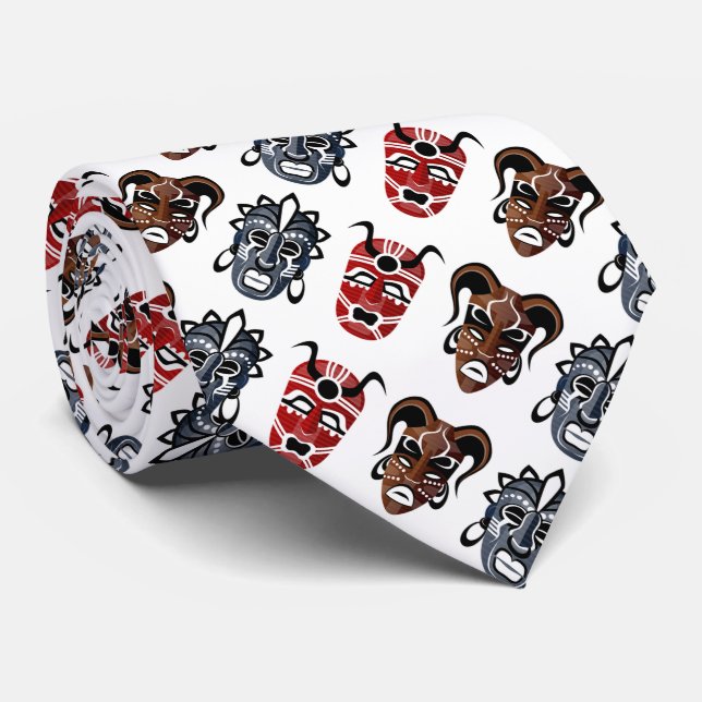 Tribal Mask Tie (Rolled)