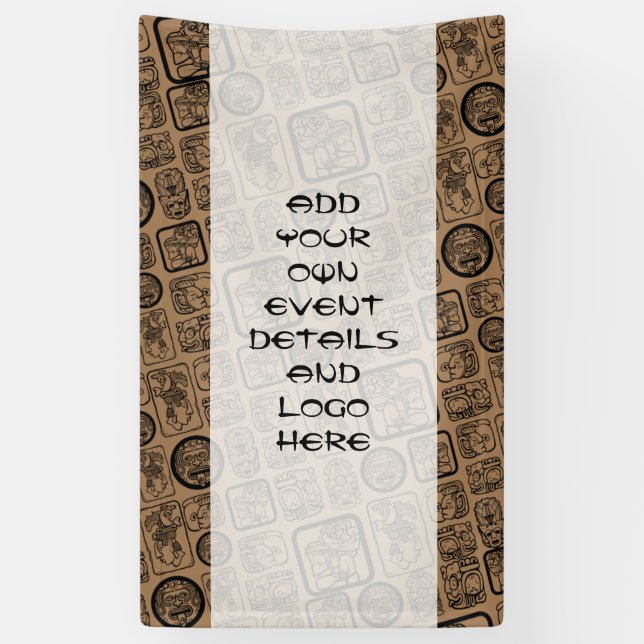 Tribal MAYA ancient mask pattern 1 Banner (Vertical)