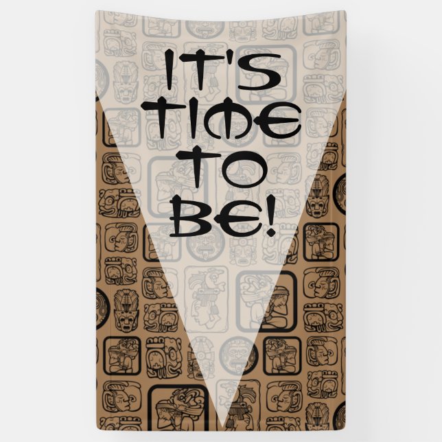Tribal MAYA ancient mask pattern 1 Banner (Vertical)