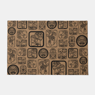 Tribal MAYA ancient mask pattern 1 Doormat