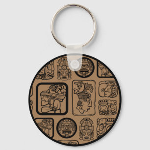 Tribal MAYA ancient mask pattern 1 Key Ring