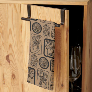 Tribal MAYA ancient mask pattern 1 Tea Towel