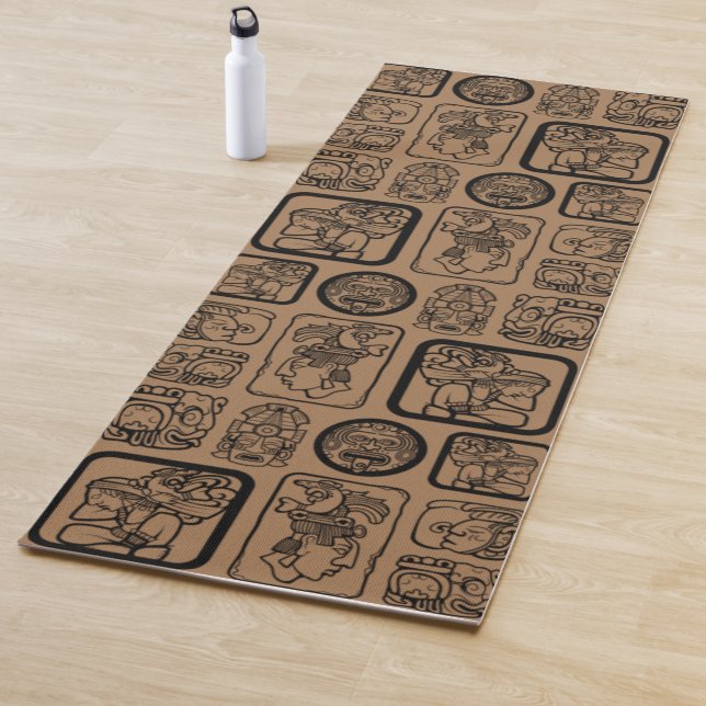 Tribal MAYA ancient mask pattern 1 Yoga Mat (In Situ)