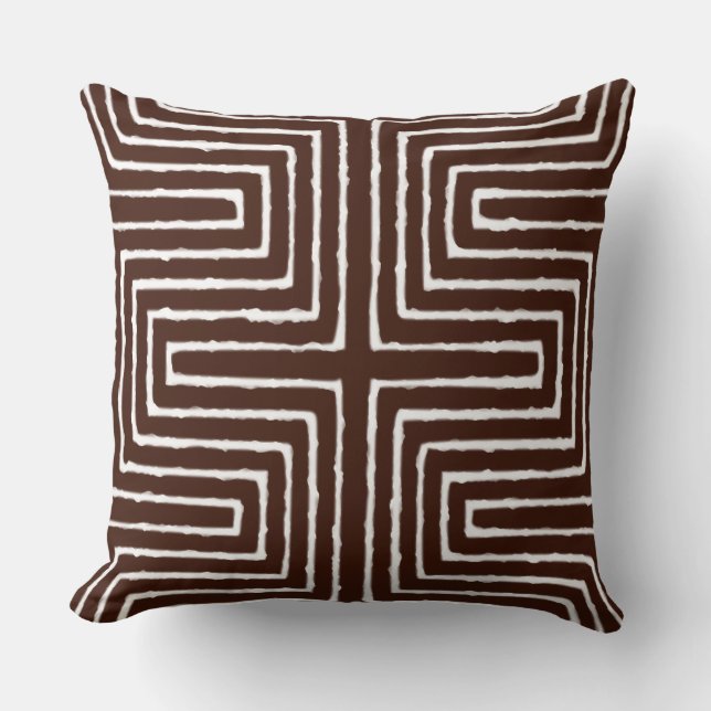Tribal Maze Mud Cloth Pattern African Cushion (Front)