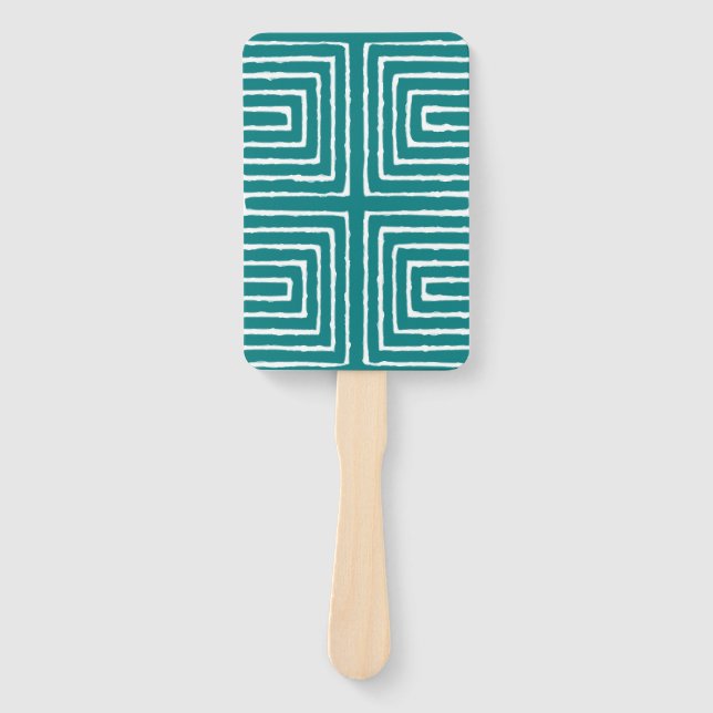 Tribal Maze Pan African Pattern Mud Cloth Hand Fan (Front)