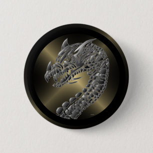 Tribal Metallic Dragon 6 Cm Round Badge