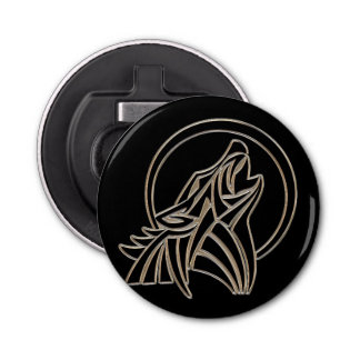Tribal Metallic Howling Wolf Emblem Bottle Opener