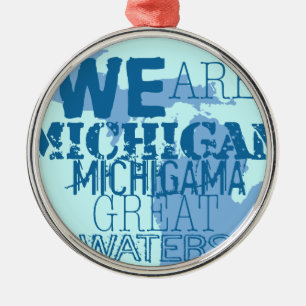Tribal Michigan Michigama Great Waters Up North Metal Tree Decoration