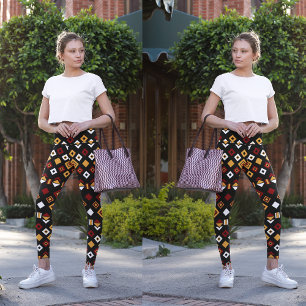 tribal monochrome hexagon leggings