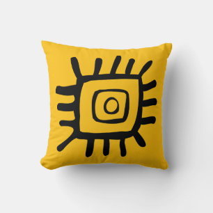 Tribal Motif Bright Orange Throw Pillow