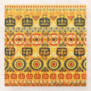Tribal motifs: seamless ethnic pattern. glass coaster