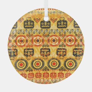 Tribal motifs: seamless ethnic pattern. glass tree decoration