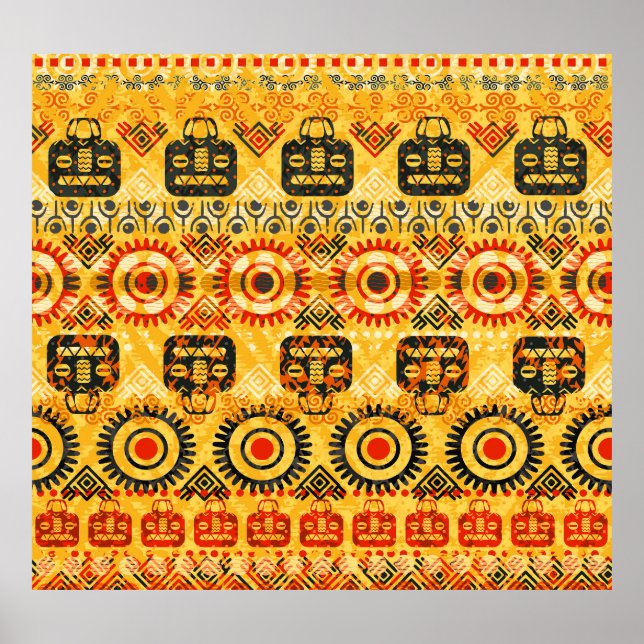 Tribal motifs: seamless ethnic pattern. poster (Front)